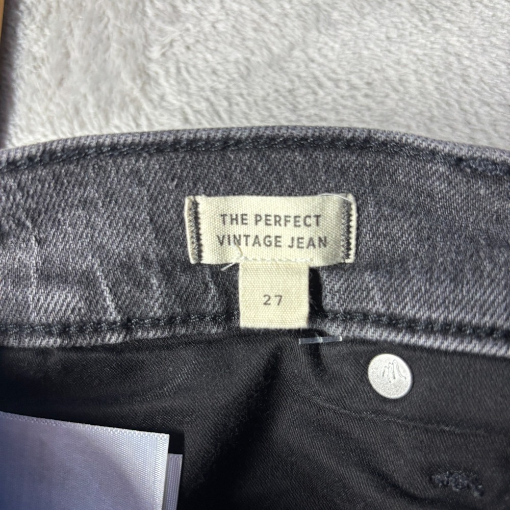 Madewell The Perfect Vintage Jean Size 27 (Fits 28x27.5) Straight Black Denim - Picture 3 of 6